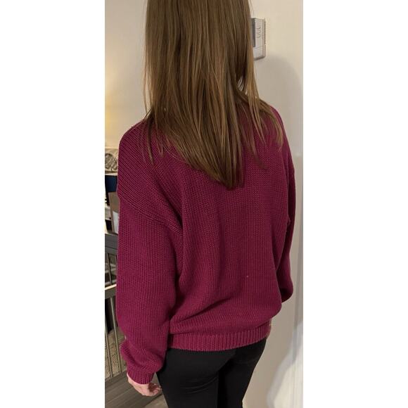 Vintage Shenanigans Fuchsia Pink Floral Embroidered Sweater L - Picture 8 of 10